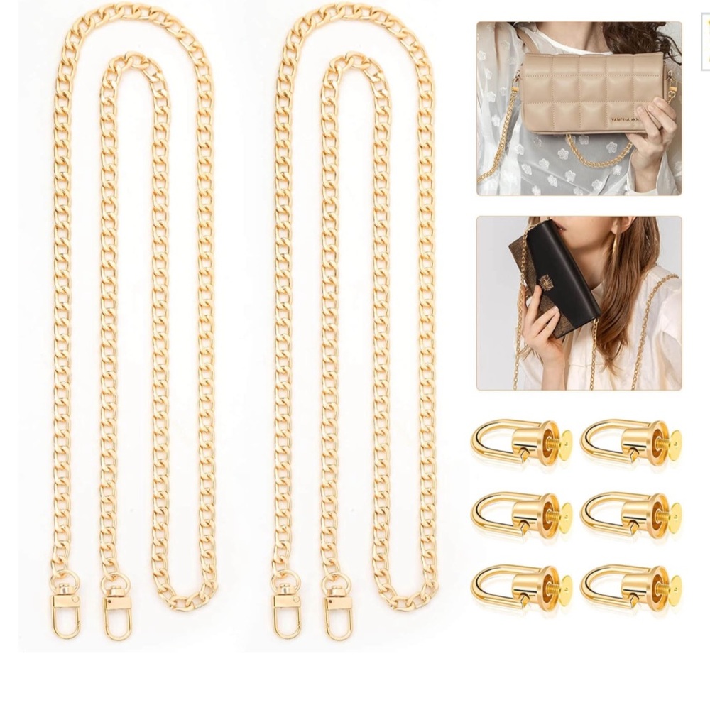 2 gold chains &  D rings to make a crossbody strap